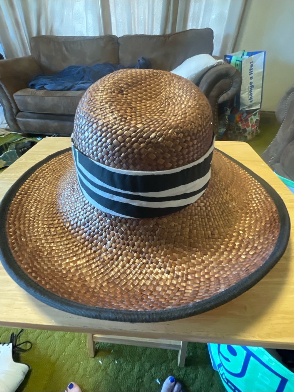 Sonni San Francisco Vintage Straw Hat 80’s Era  With Pink Undertone.   Rare!!